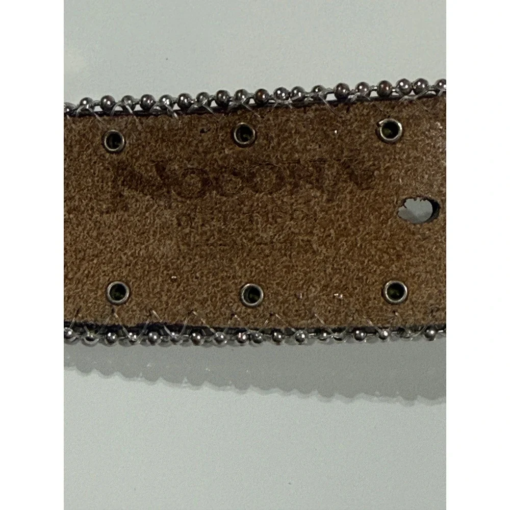 NOCONA - Women's Brown Leather Turquoise Cross Rhinestone Western Belt - Large